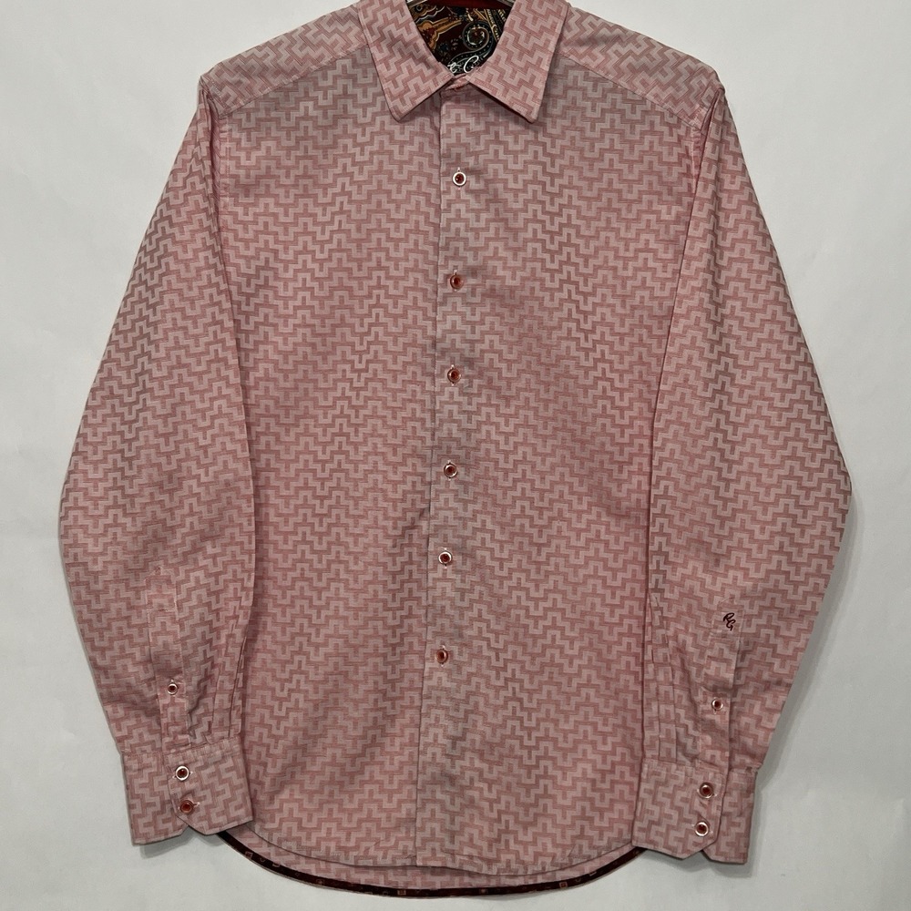 Robert Graham Woven Long Sleeve Button Shirt Geometric Flip Cuff Men Size Small
